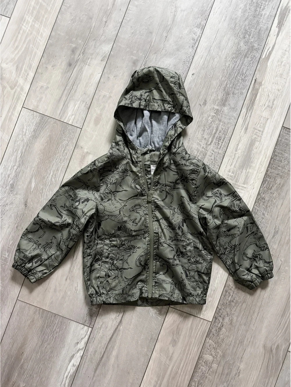 Carter's Olive Green Dinosaur Full Zip Hooded Windbreaker size 4T